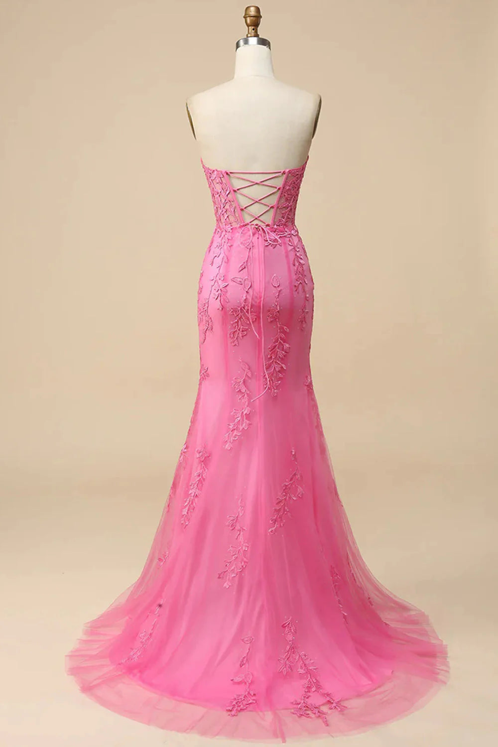 Sheath Mermaid Off The Shoulder Lace Appliques Prom Dress with Slit