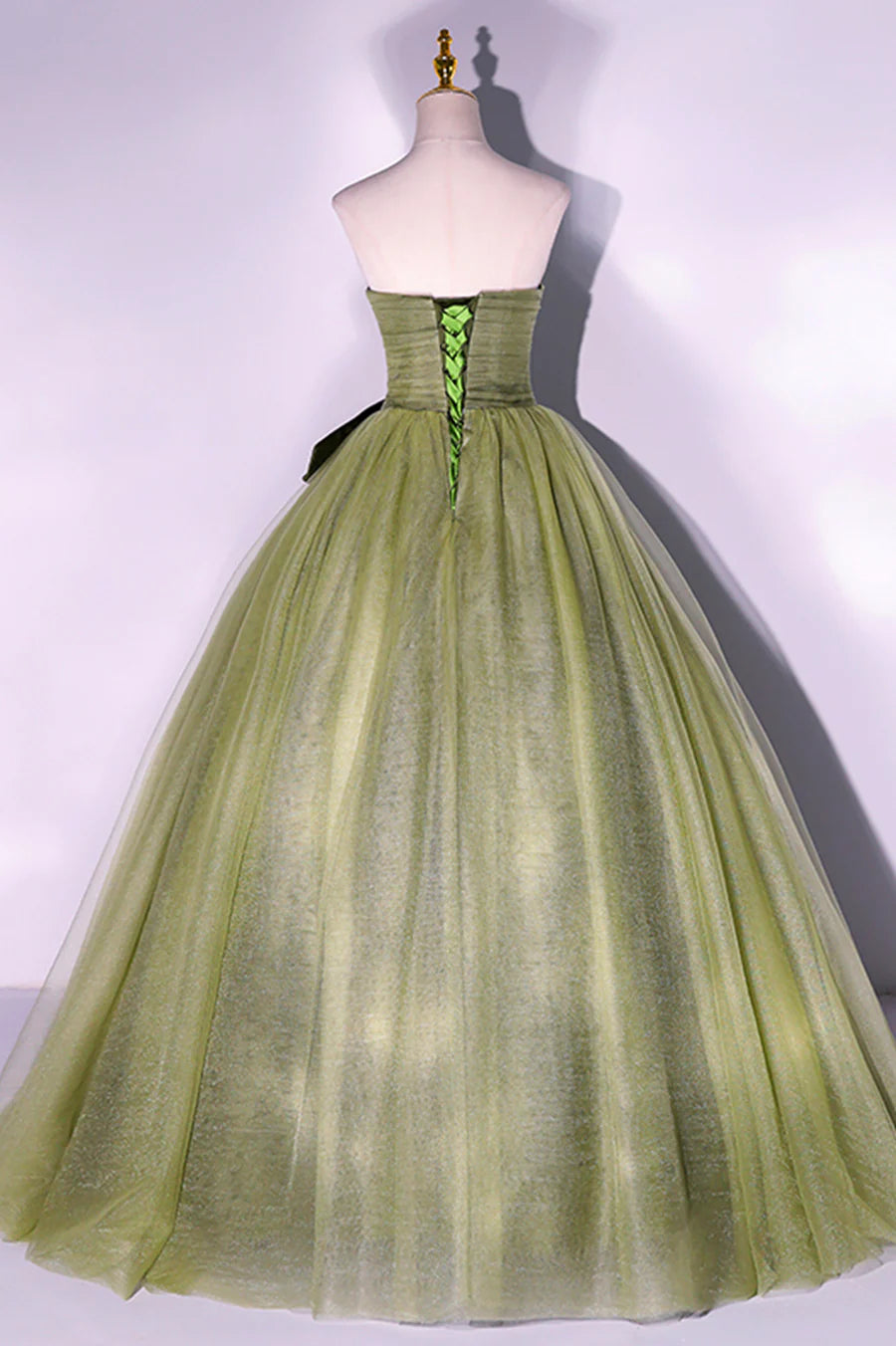 A-Line Strapless Floor Length Tulle Long Formal Dress Evening Party Dress With Bow/Ribbon