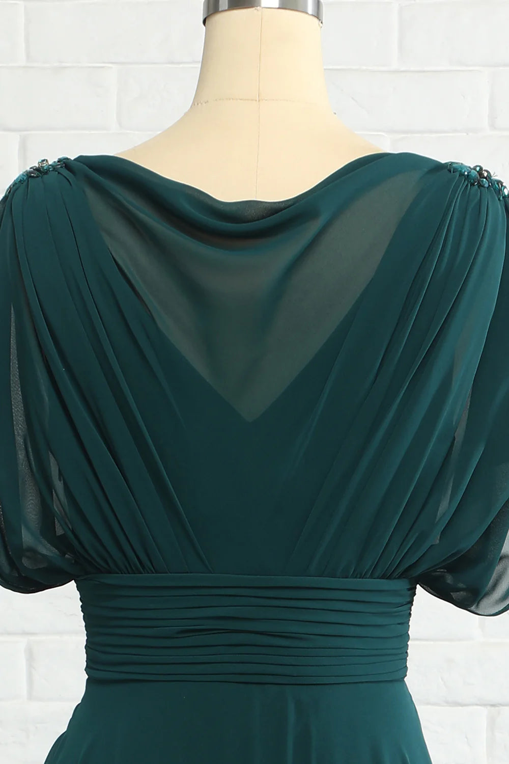 A Line Green Chiffon Long Mother of Bride Dress