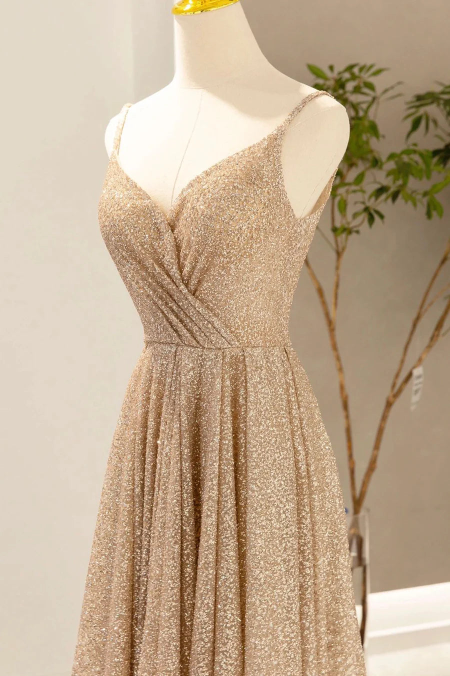 Prom Dresses V-Neck Sparkle & Shine Dress Wedding Guest Birthday Court Train Sleeveless Sequined Evening Party Dress