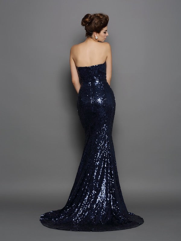 Trumpet/Mermaid Sweetheart Sequin Sleeveless Long Sequins Party Dresses Formal Dresses