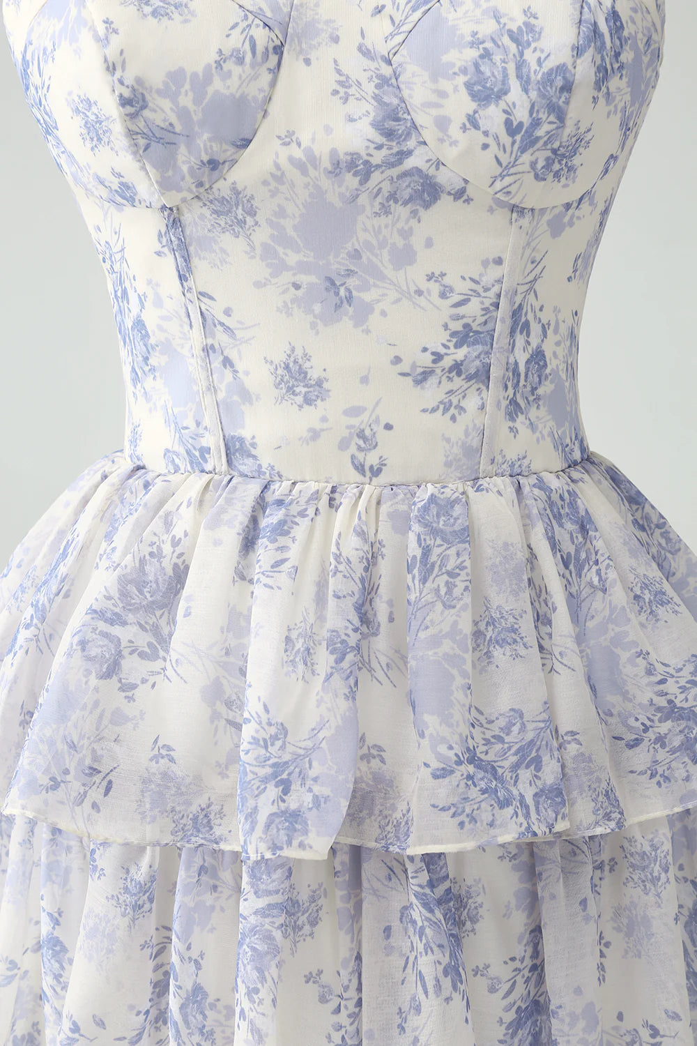 A Line Spaghetti Straps Tiered Tulle Bridesmaid Dress With Ruffles