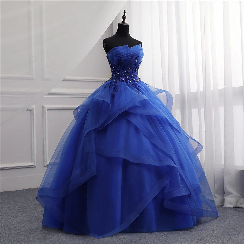 A-Line Evening Gown Long Quinceanera Lace Dress Sweet 16 Dress With Beading