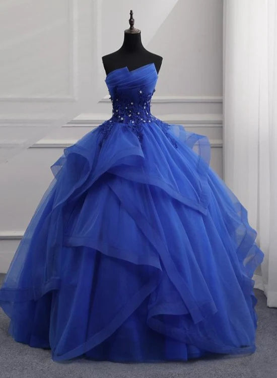 A-Line Evening Gown Long Quinceanera Lace Dress Sweet 16 Dress With Beading