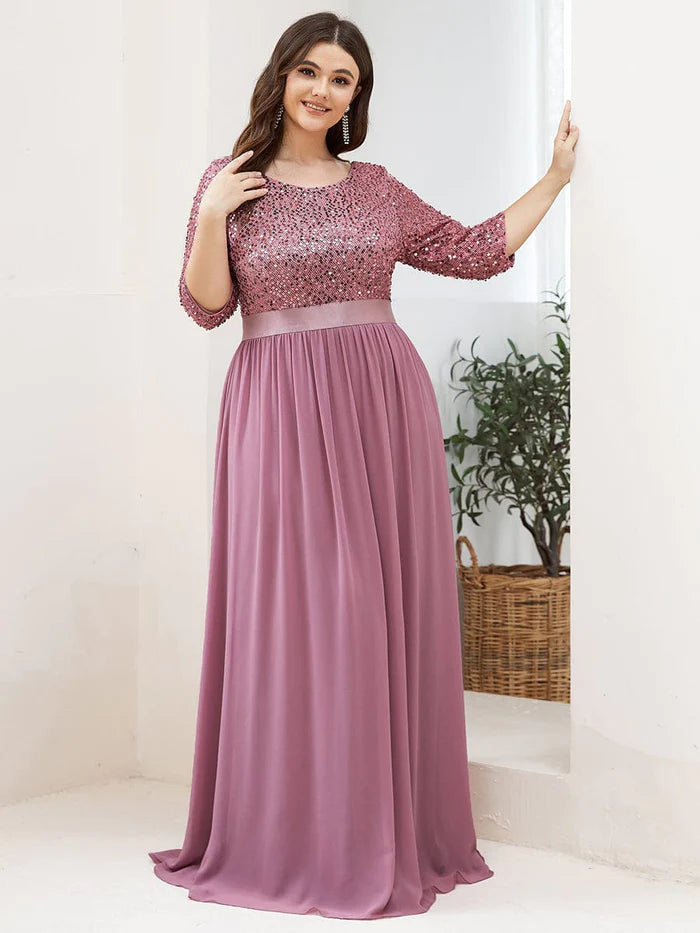 Women's Long Tulle & Sequin Evening Dresses for Mother of the Bride