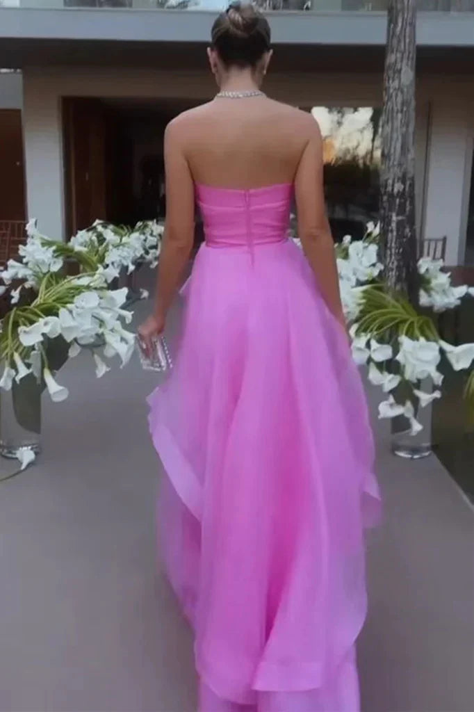 Unique Strapless A-Line Prom Dresses Long Gala Dress Formal Off Shoulder Charming Evening Dress