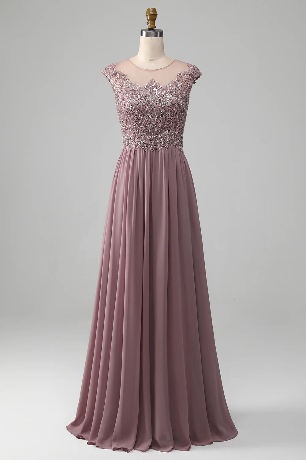 A-line Chiffon Scoop Neck Mother of the Bride Dress With Sequins