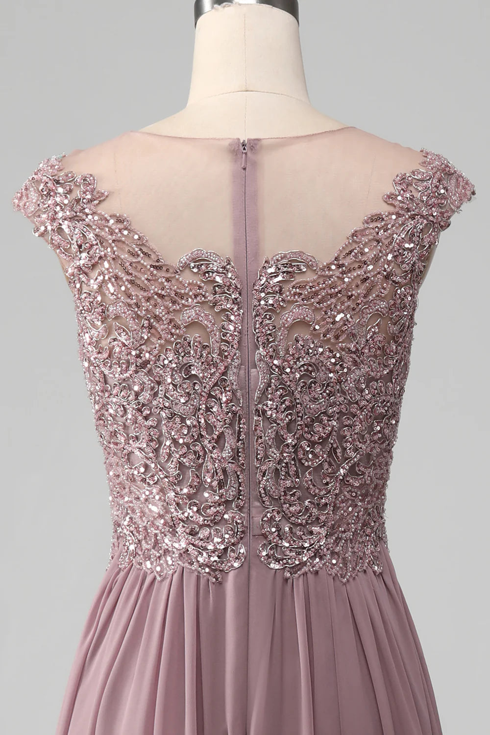 A-line Chiffon Scoop Neck Mother of the Bride Dress With Sequins