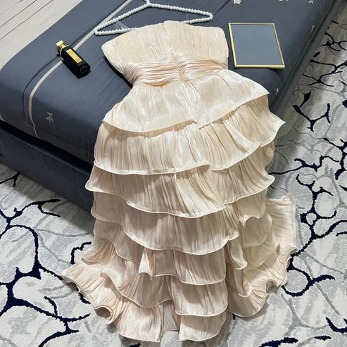 Lilac Strapless Wavy Tiered Mini Party Dress Birthday Outfits Cocktail Dresses