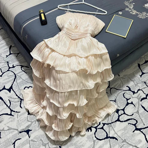 Lilac Strapless Wavy Tiered Mini Party Dress Birthday Outfits Cocktail Dresses