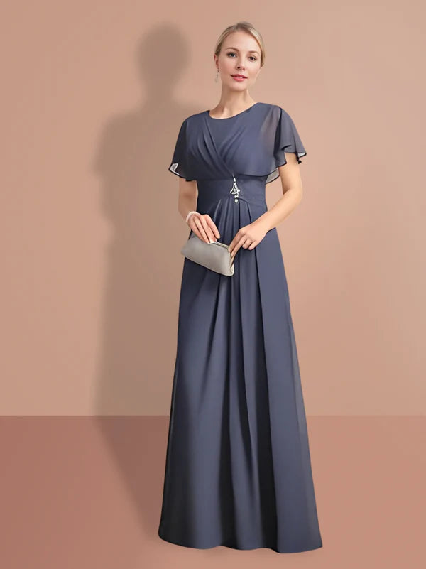 A-line/Princess Short sleeved Jewel Neck mother of the bride dresses Floor Length