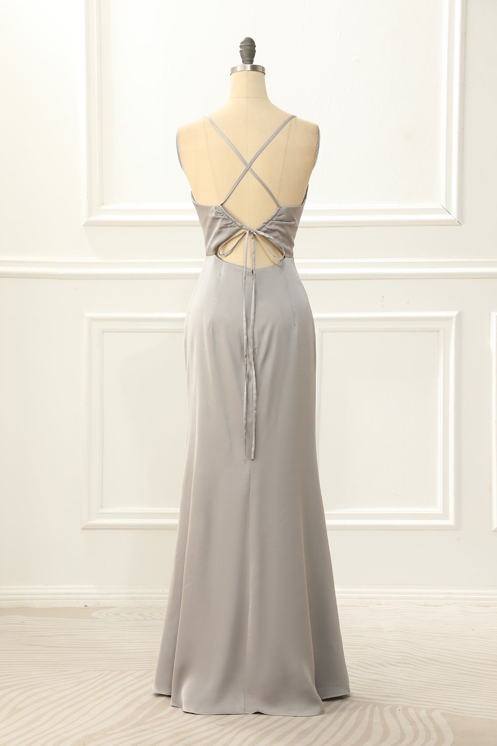 Satin V-Neck Sheath Simple Prom Dress Sexy Bridesmaid Dress Party Dress