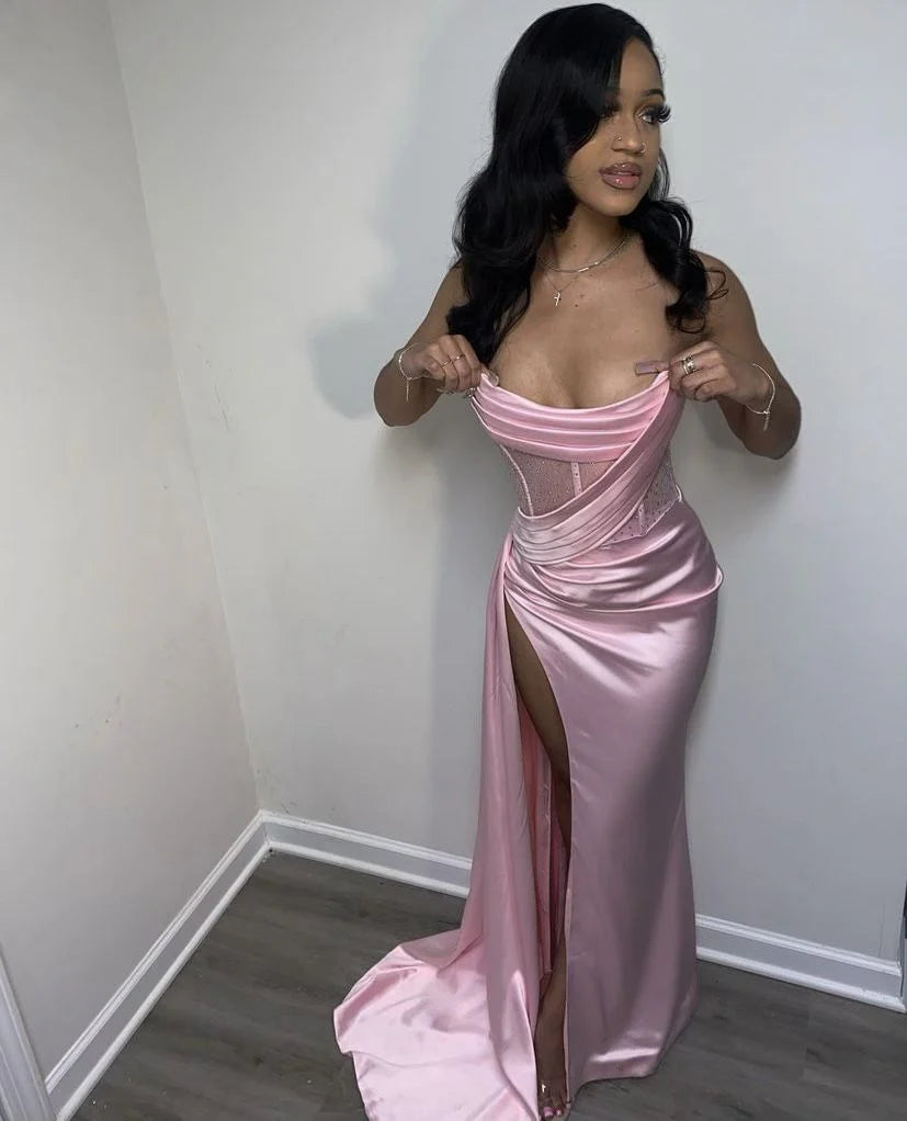 Mermaid Strapless Prom Dress for Black Girls Birthday Party Dress Formal Occasion Charming Evening Dress