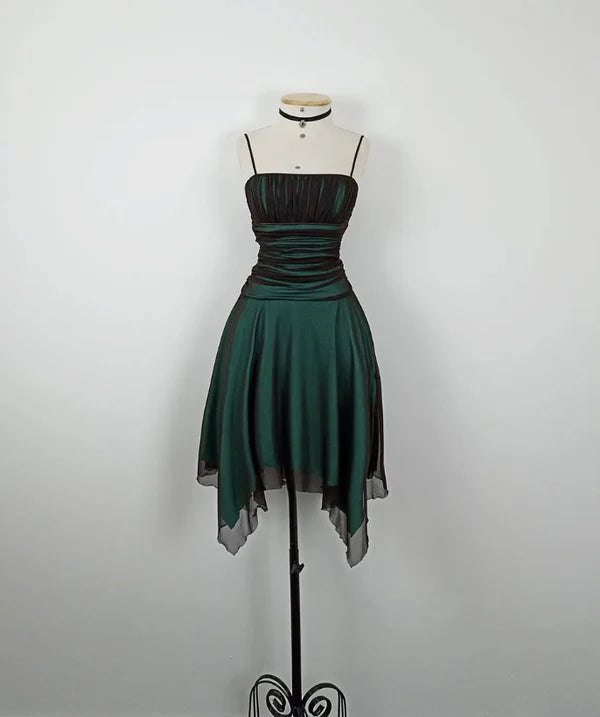 A Line Spaghetti Strap Pleated Short Prom Dress Charming Birthday Party Dress Lovely Graduation Dress Chic Homecoming Dress