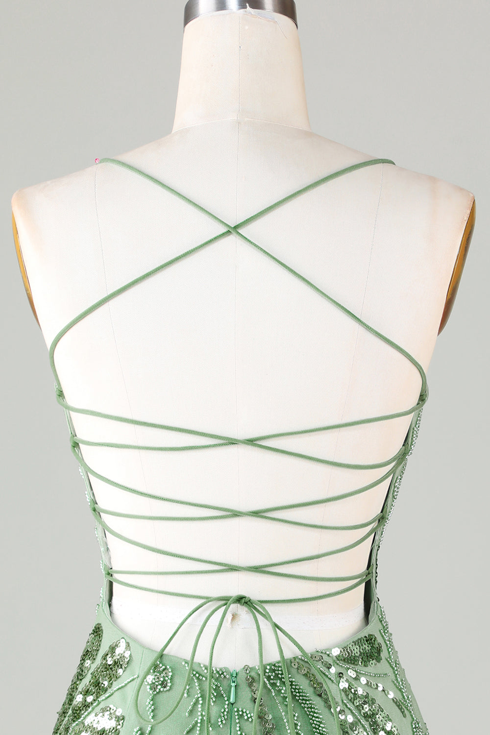 Sparkly Green Sheath Sequin Short Homecoming Dress with Criss Cross Back Beautiful