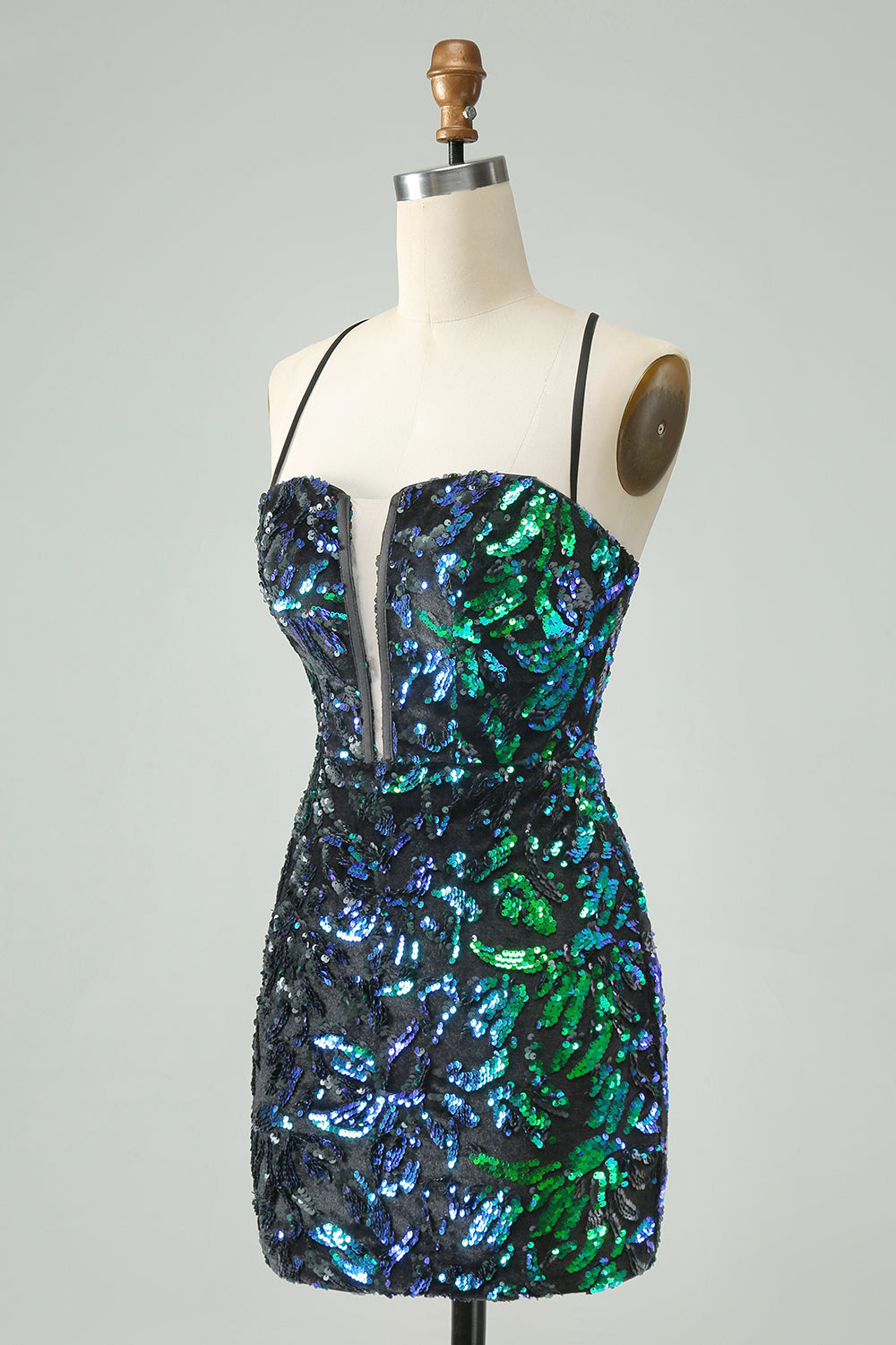 Pretty Fuchsia Black Bodycon Sparkly Sequin Short Homecoming Dress Sexy