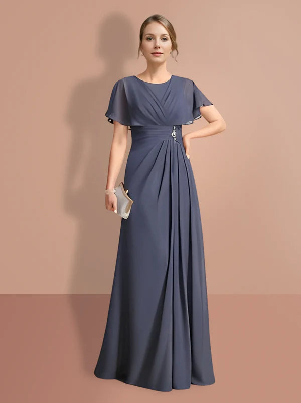 A-line/Princess Short sleeved Jewel Neck mother of the bride dresses Floor Length