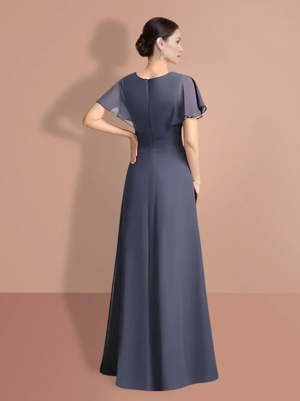A-line/Princess Short sleeved Jewel Neck mother of the bride dresses Floor Length