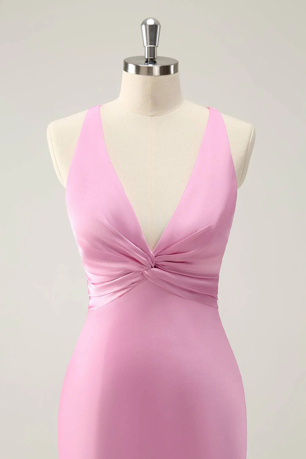 Elegant Gowns Evening Dresses Halter Pink V Neck Long Prom Dress Formal Party Dress Charming
