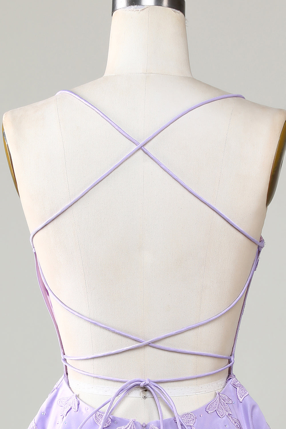 Light Purple Corset A-Line Satin Short Homecoming Dress with Lace Beautiful