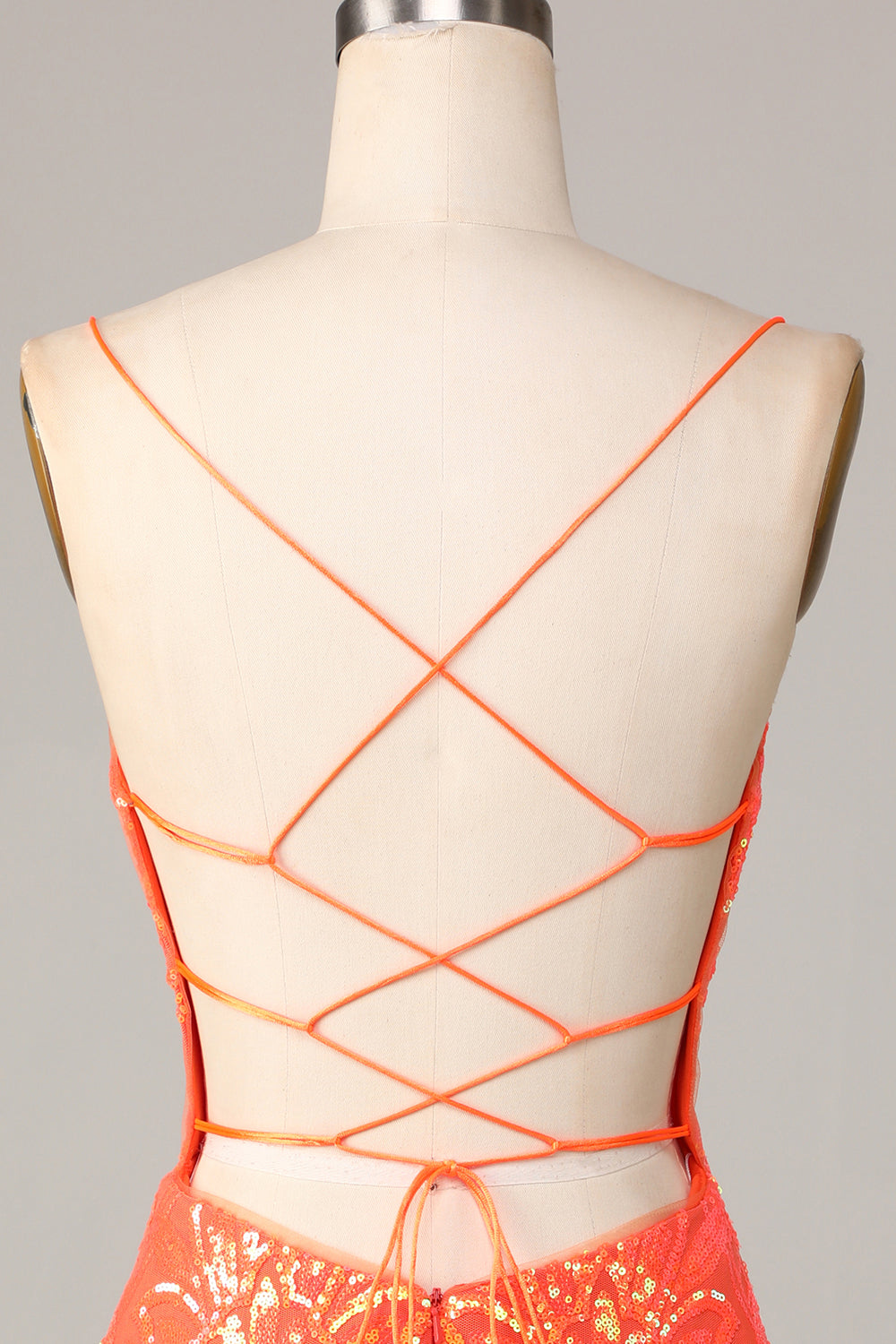 Sparkly Orange Bodycon Spaghetti Straps Sequins Short Homecoming Dress Sexy
