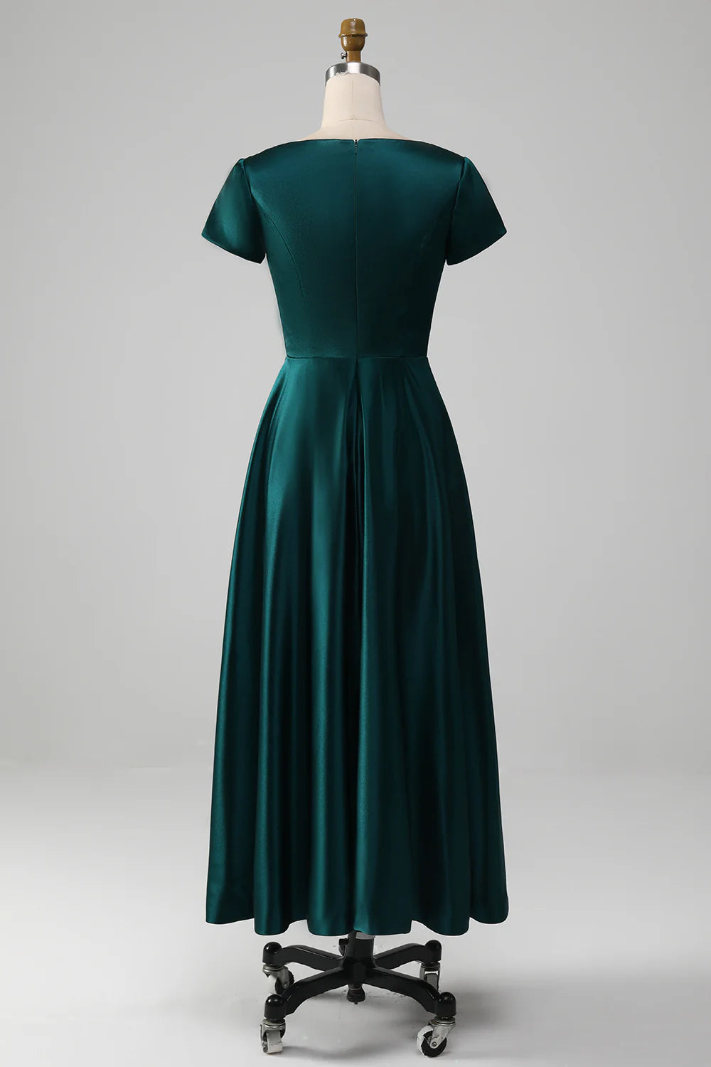 A-line Satin V-neck Pleated Mother of the Bride Dress