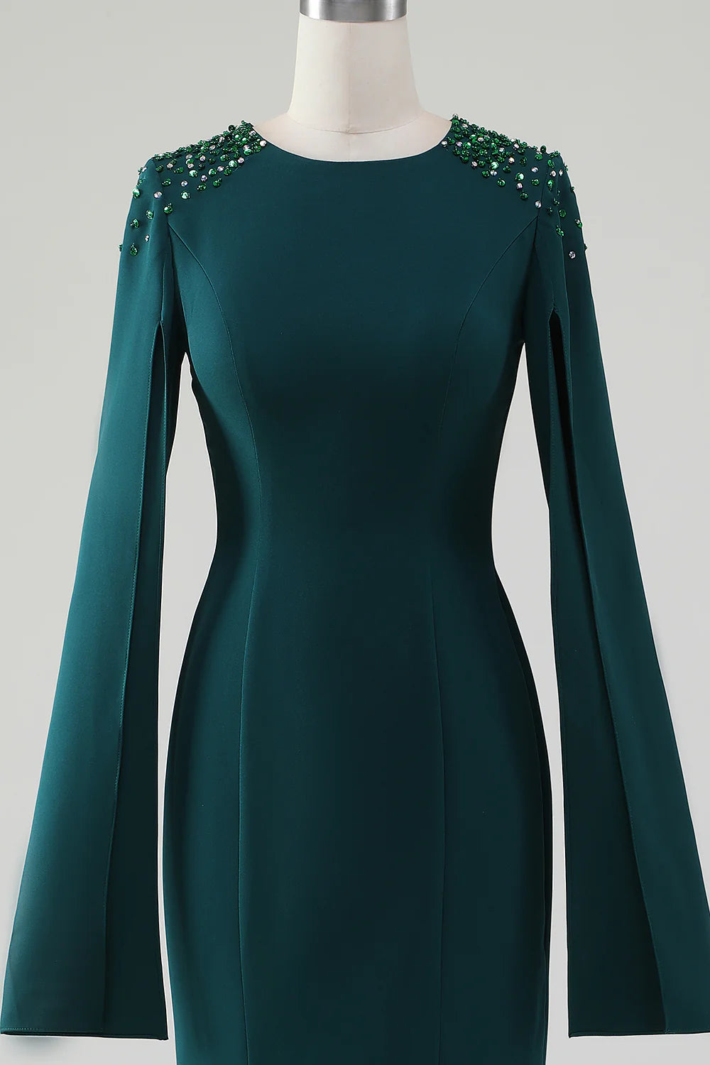 Mermaid Scoop Neck Gown With Beaded Cape Sleeves Mother Of Bride Dresses
