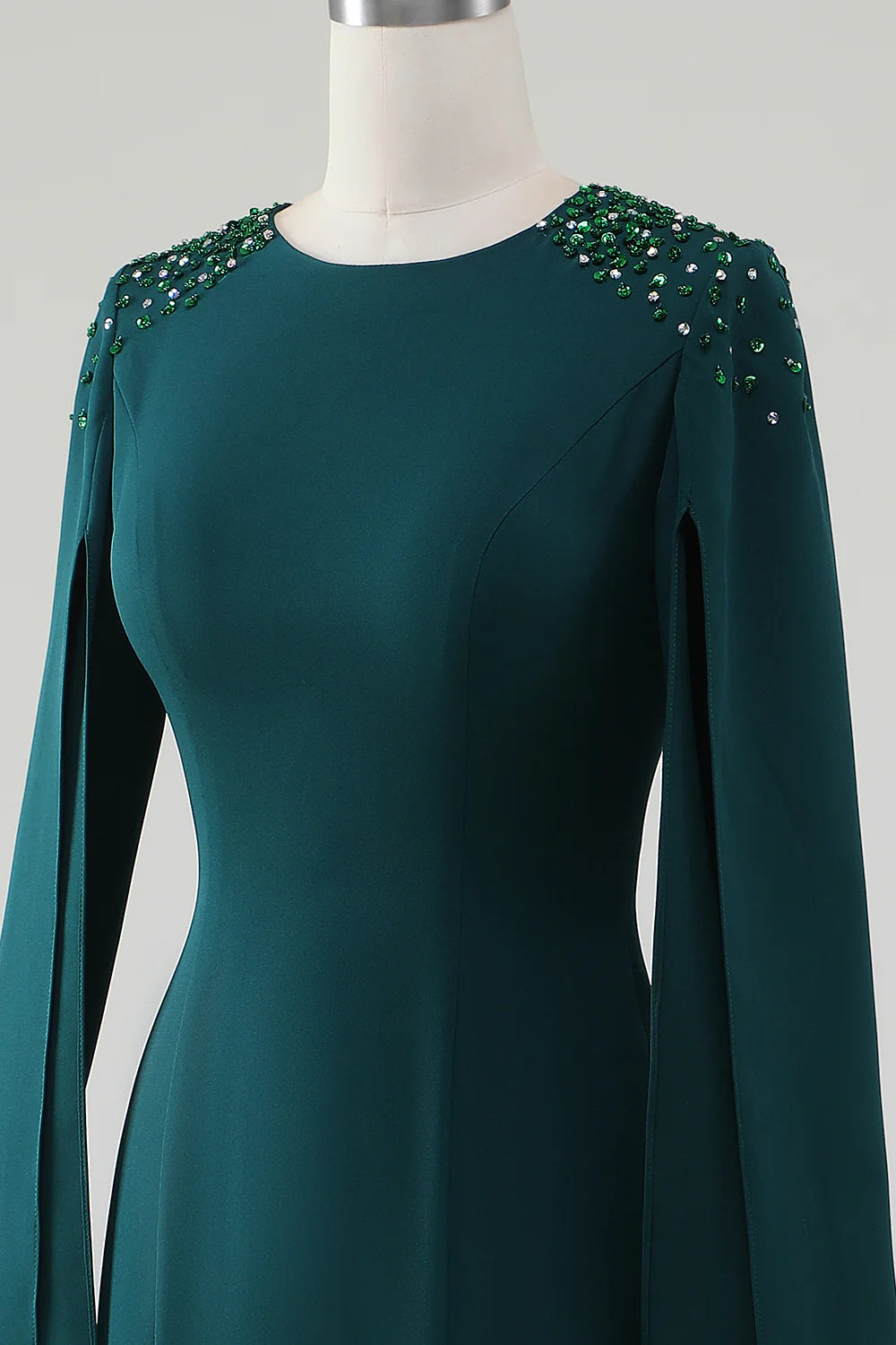 Mermaid Scoop Neck Gown With Beaded Cape Sleeves Mother Of Bride Dresses