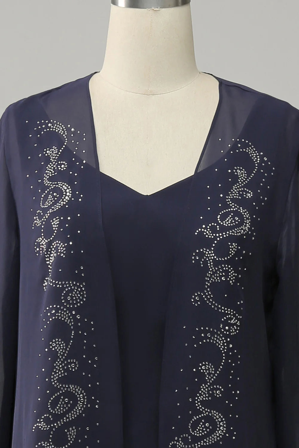 Two Pieces Sleek Glitter Sparking Long Mother of the Bride Dress