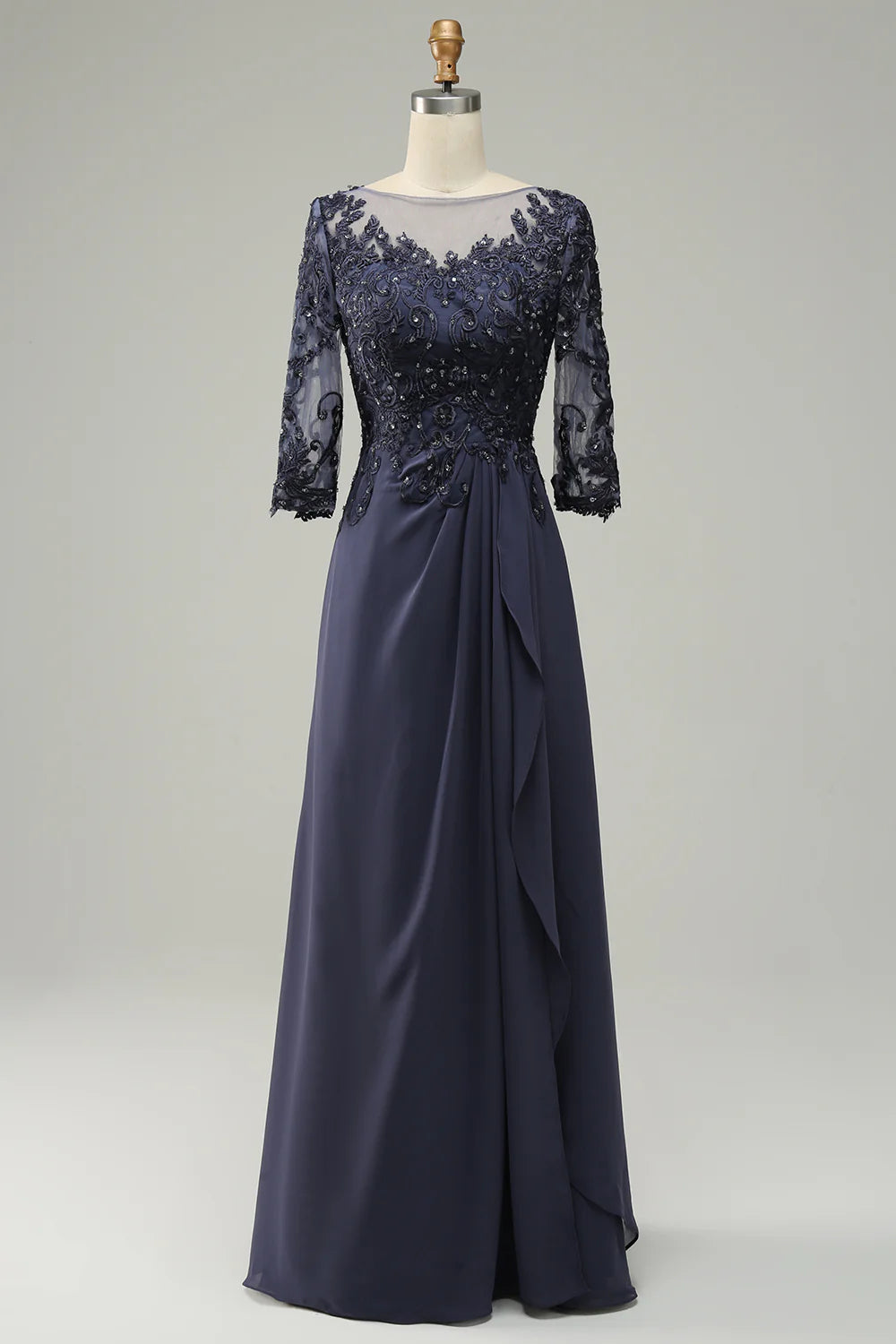 Sheath Long Sleeves Mother of Bride Dress with Appliques