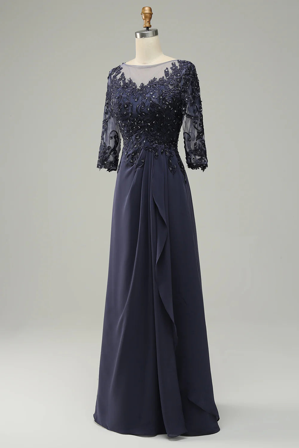 Sheath Long Sleeves Mother of Bride Dress with Appliques