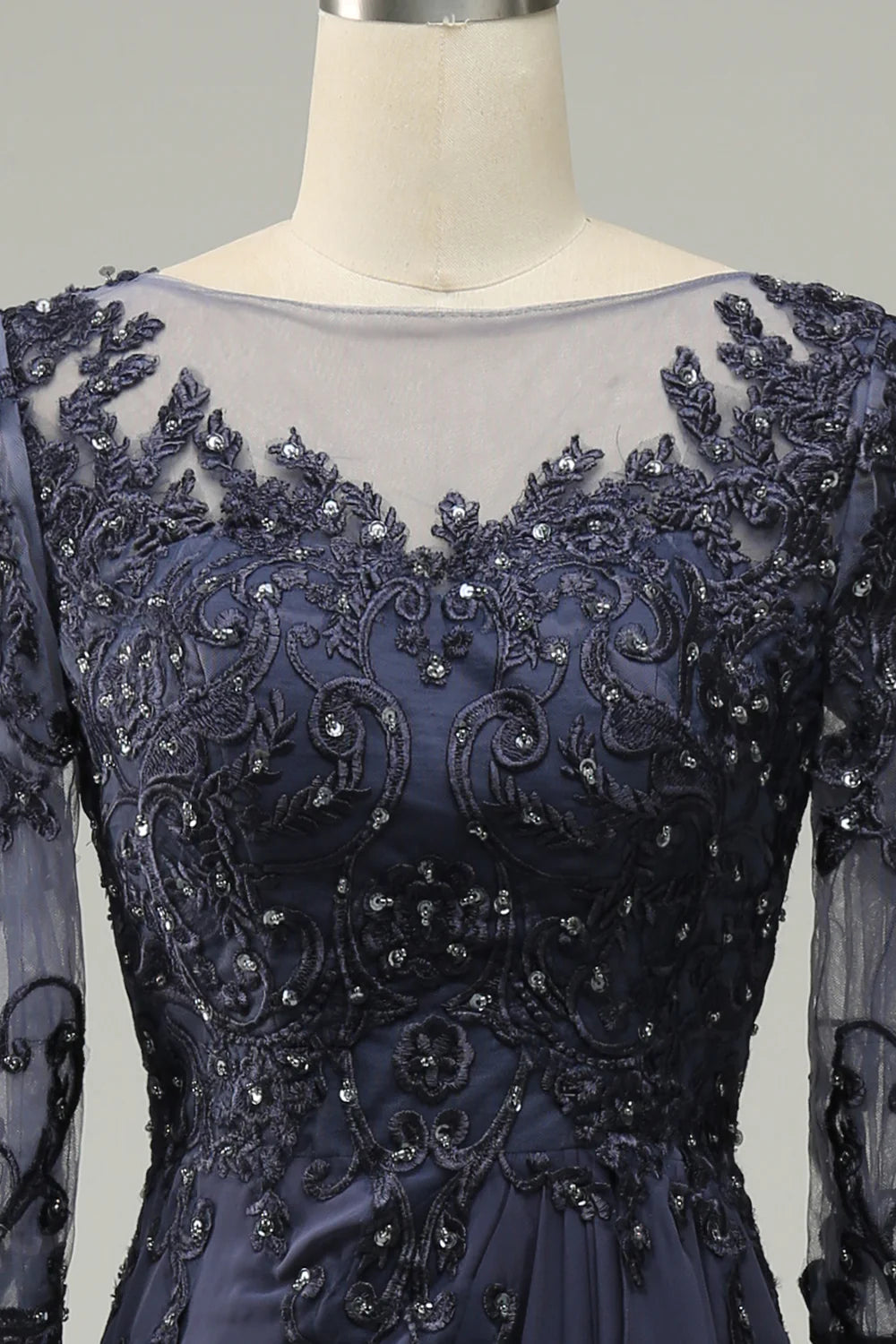Sheath Long Sleeves Mother of Bride Dress with Appliques