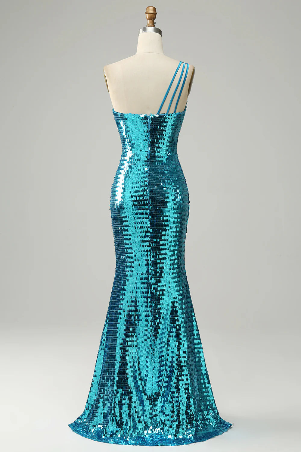 Sheath Sleek Glitter Sparking Sequins One Shoulder Long Prom Dress with Slit