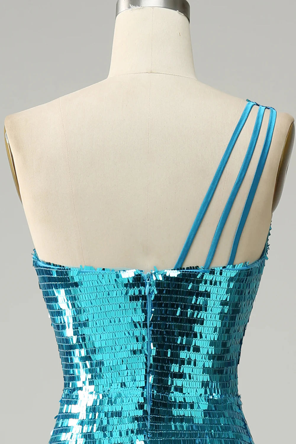 Sheath Sleek Glitter Sparking Sequins One Shoulder Long Prom Dress with Slit