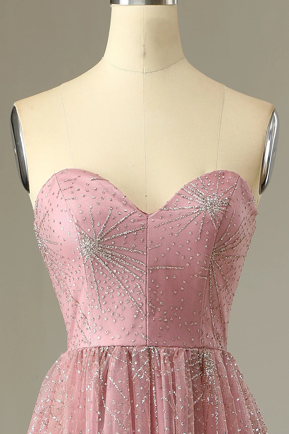 A Line Strapless Prom Dress with Criss Cross Back Off Shoulder Beautiful