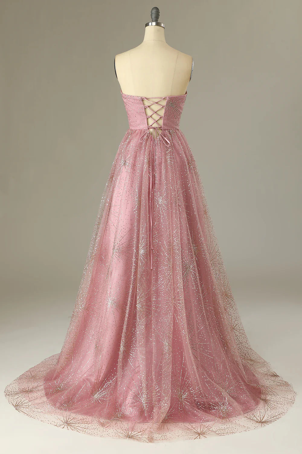 A Line Strapless Prom Dress with Criss Cross Back Off Shoulder Beautiful
