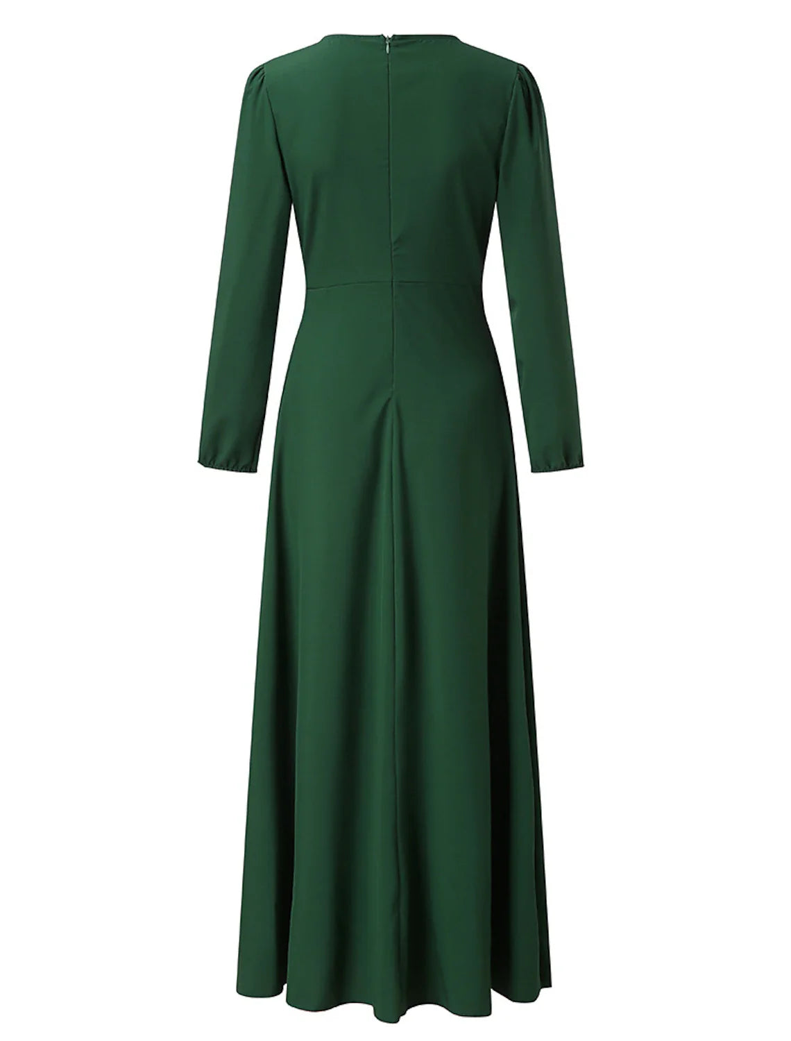 A-Line Minimalist Elegant Wedding Guest Formal Evening Dress V Neck Long Sleeve Floor Length Stretch Chiffon with Pure Color Strappy