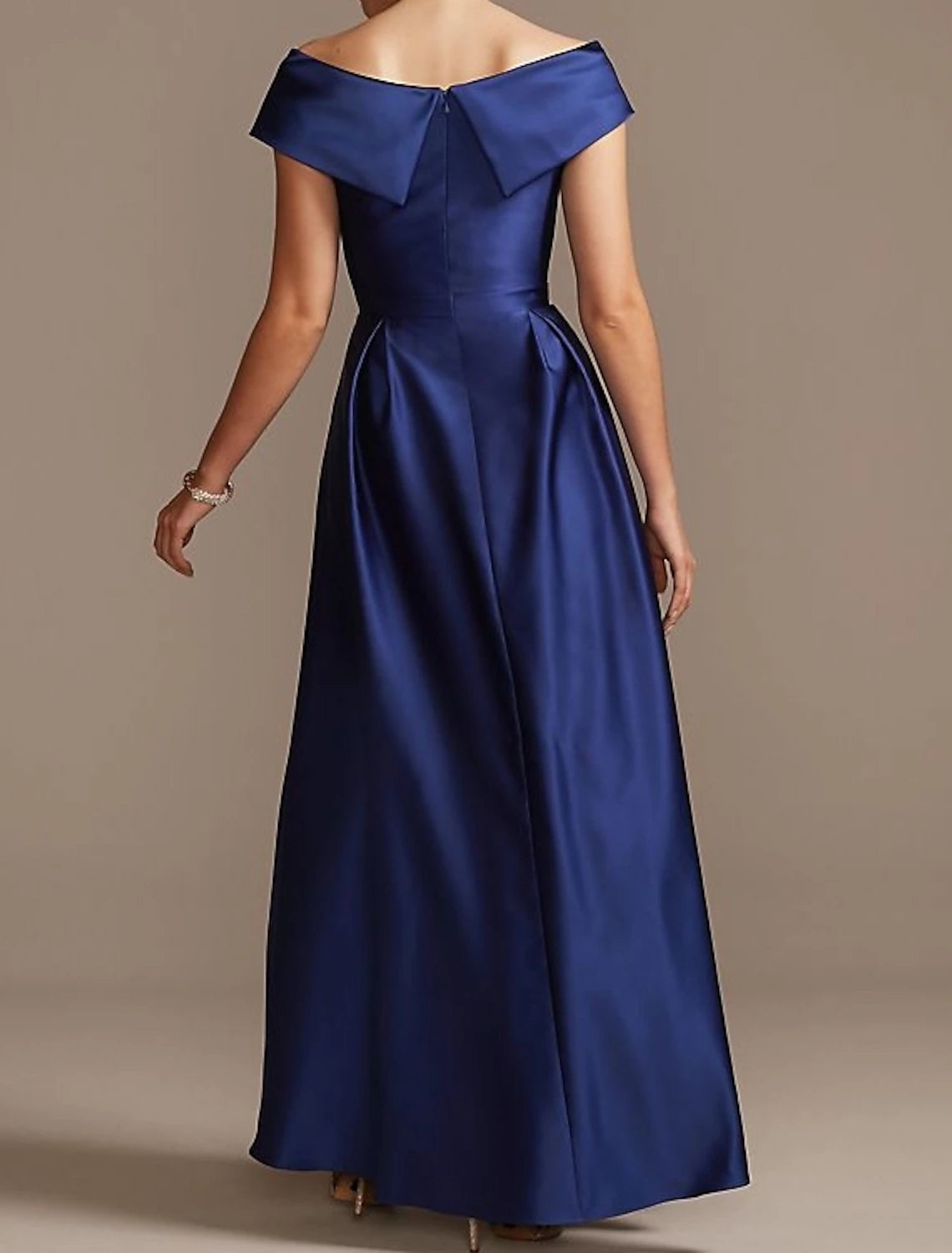 Mother of the Bride Dress Wedding Guest Elegant Plus Size High Low Off Shoulder Asymmetrical Satin Short Sleeve with Pleats