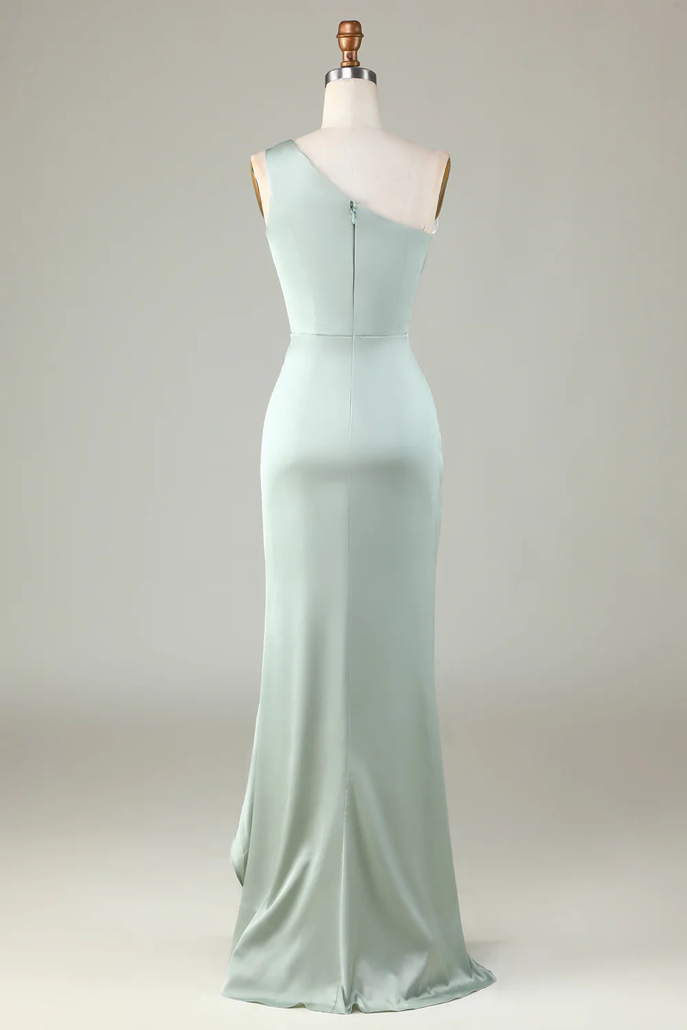 One Shoulder Asymmetric Bridesmaid Dress with Ruffles