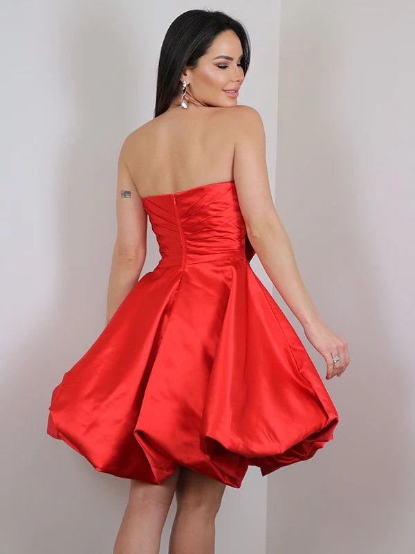 A-Line Homecoming Cocktail Dress Princess Satin Bowknot Sweetheart Sleeveless Short Mini Dresses