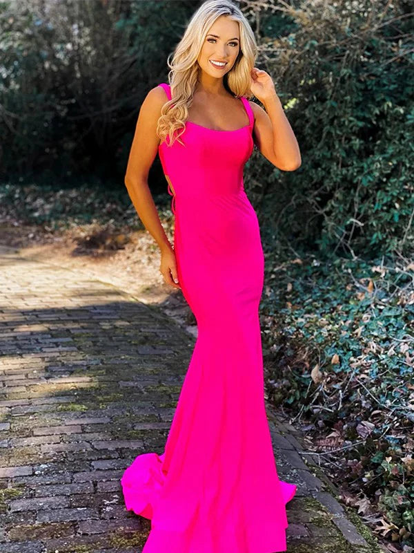 Sheath Jersey Ruched Straps Sleeveless Prom Dresses