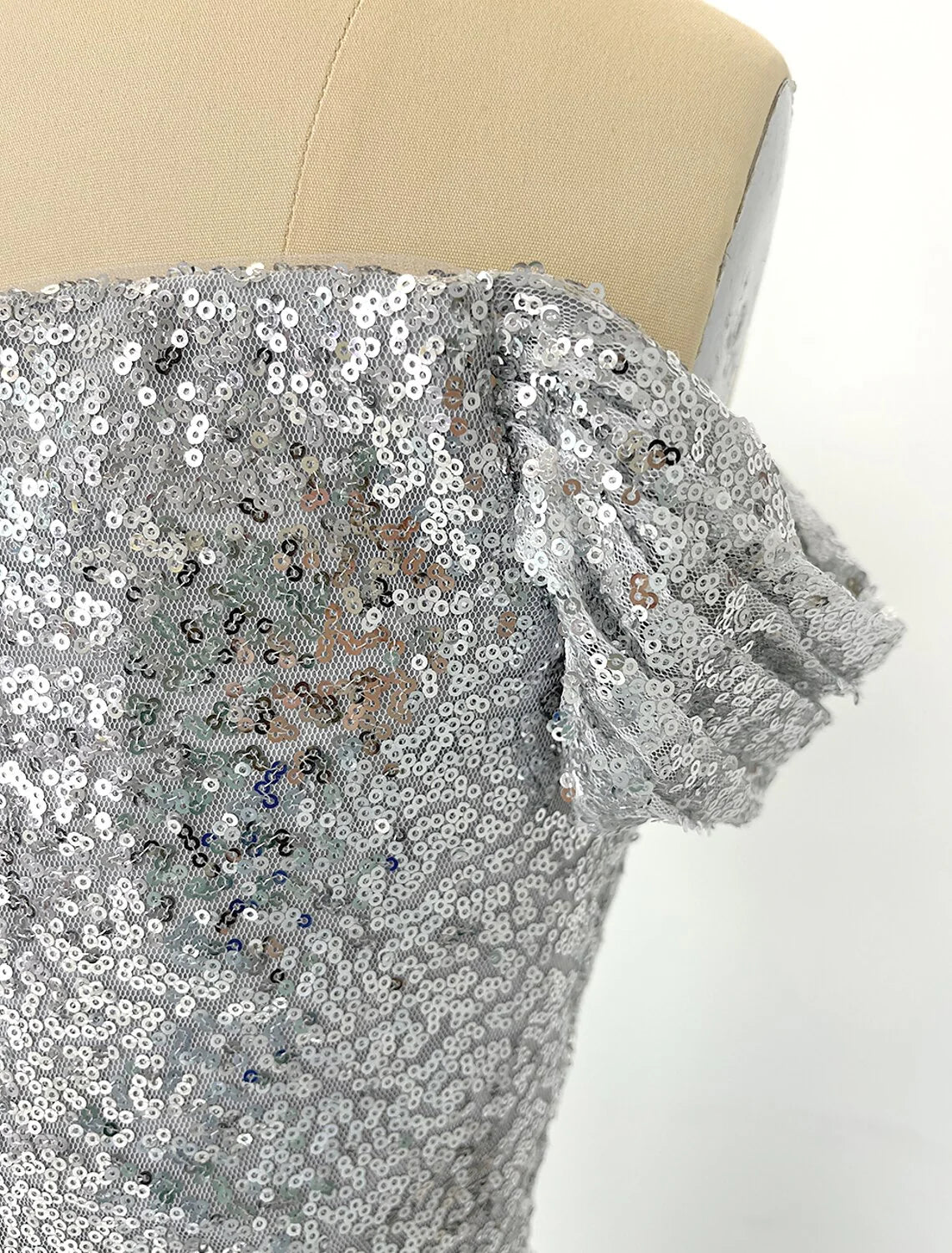 Mermaid / Trumpet Evening Gown Sparkle & Shine Dress Cocktail Party Floor Length Short Sleeve Off Shoulder Sequined with Ruched