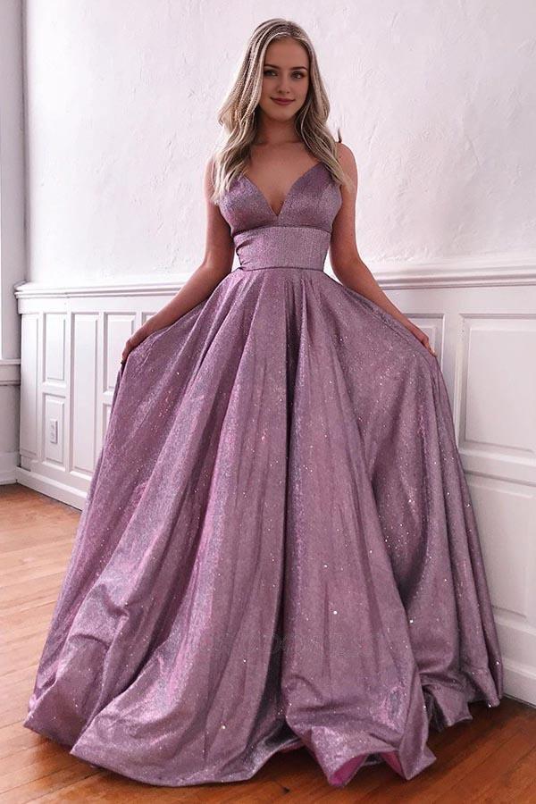 Sleek Glitter Sparking Brush Train Dresses Spaghetti Straps Evening Dress Sleeveless Prom with Pockets
