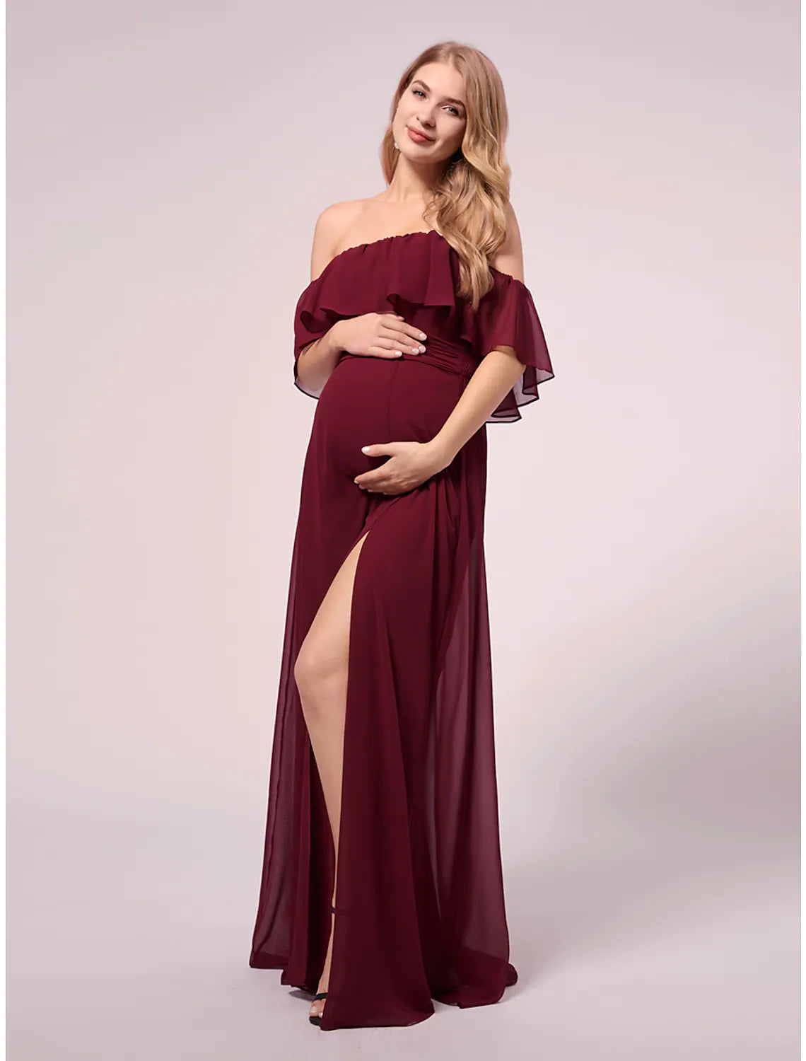 Women's Party Dress Long Maxi Dress Black Blue Purple Short Sleeve Pure Color Ruched Fall Spring U Neck Loose Fit