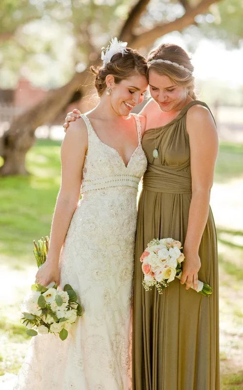 Open Back Garden Bridesmaid Dress with Sash