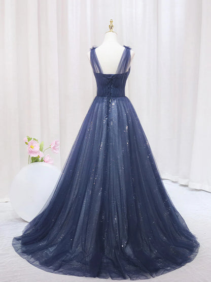 Wedding Guest Sweet Floor Length Sleeveless Tulle Beaded Long Prom Dress