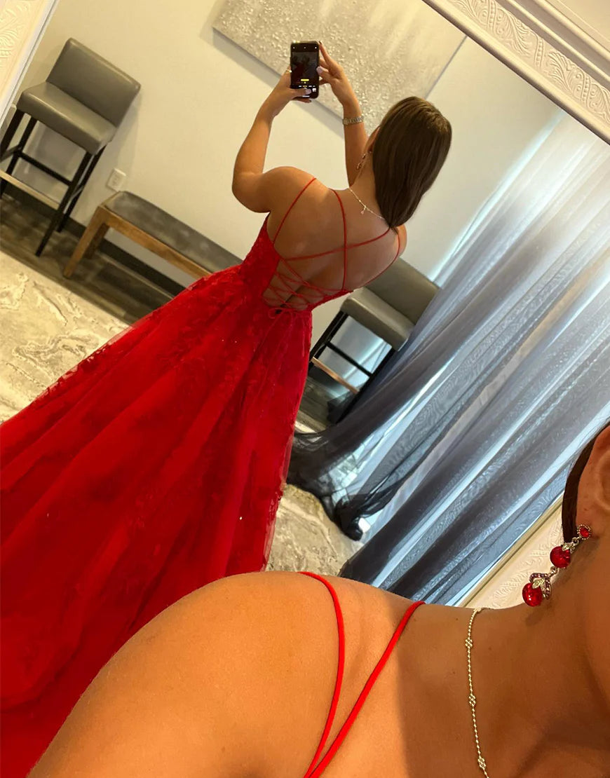 A Line Princess Long Daffodil Prom Dress with Appliques