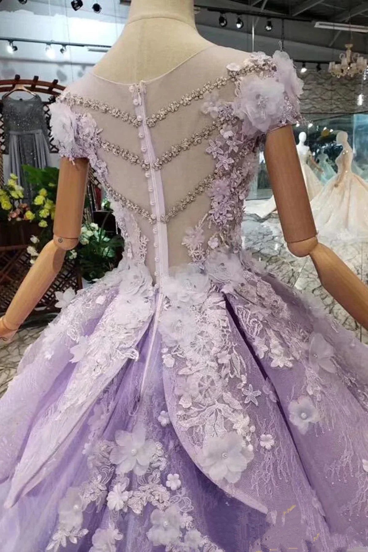 Ball Gown Quinceanera Dresses Purple Tulle Sweet 16 Dress Prom Dress With Lace Applique