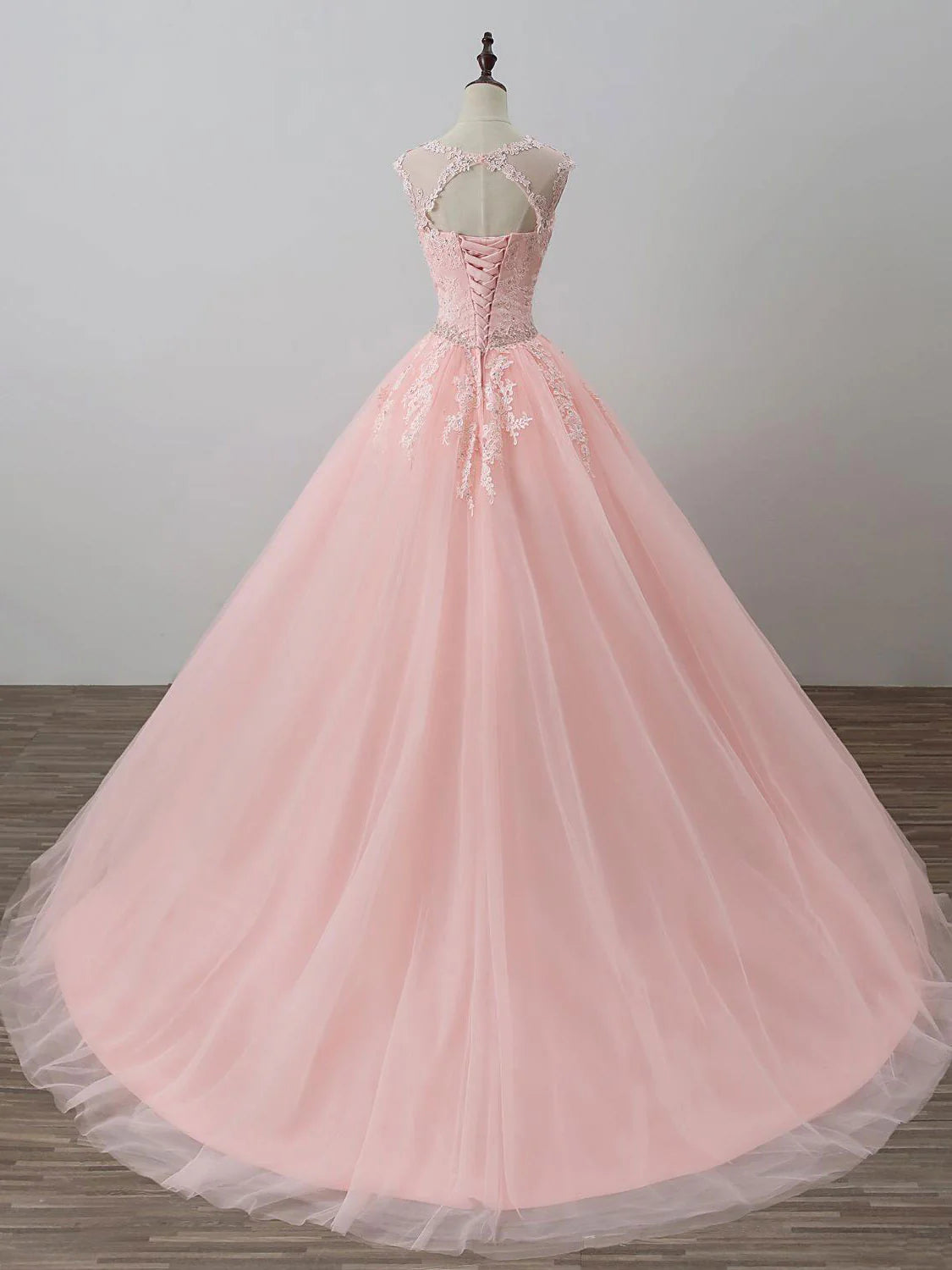 Ball Gown Quinceanera Dresses Princess Dress Tulle Lace Long Prom Gown Pink Tulle Lace Appliques Sweet 16 Dress