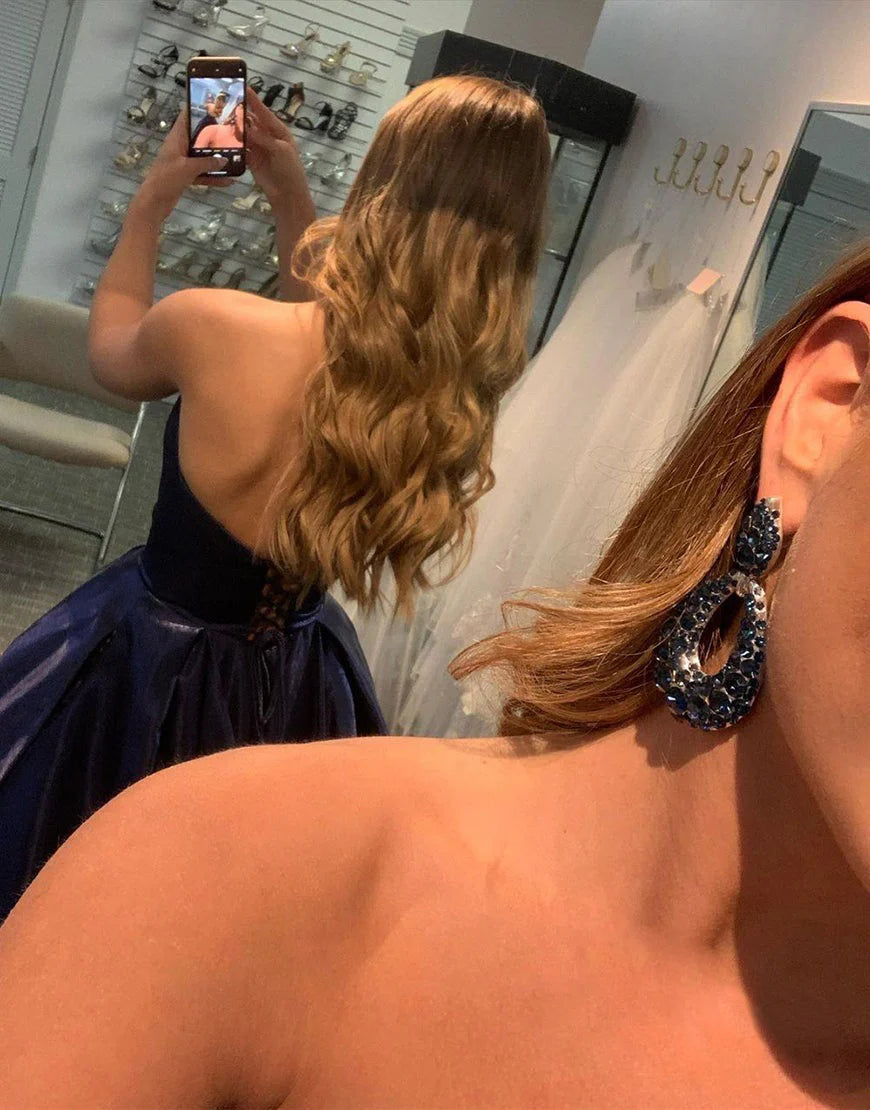 A-Line Spaghetti Straps Purple Sweetheart Long Prom Dress